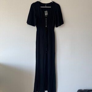 Forever21 Crochet Detail Maxi Dress, Black, Size M